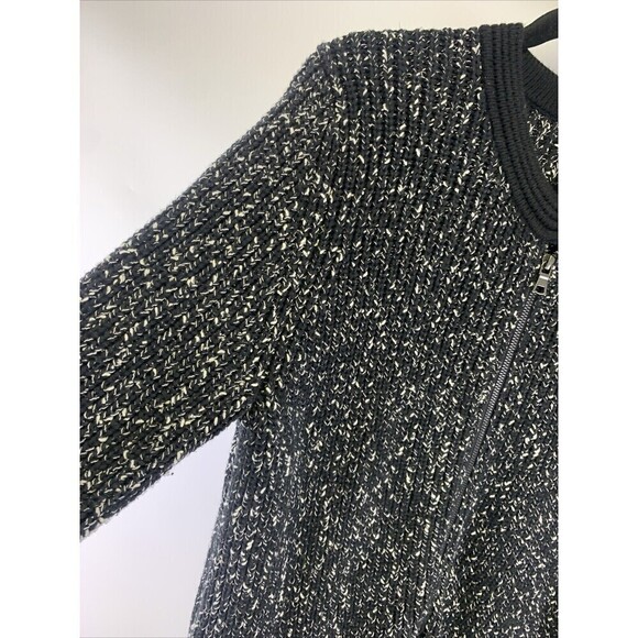 Banana Republic Full Zip Cardigan Sweater Tunic Black White Speckled Womens XL - Picture 3 of 13